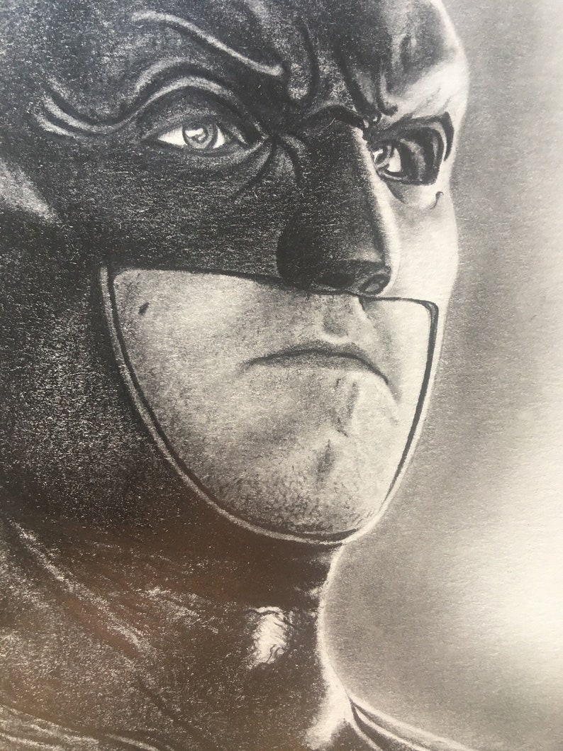 artwork portrait original print draw 21 x 29.7 cm Original pencil portrait of Batman-Justice League-size A4
