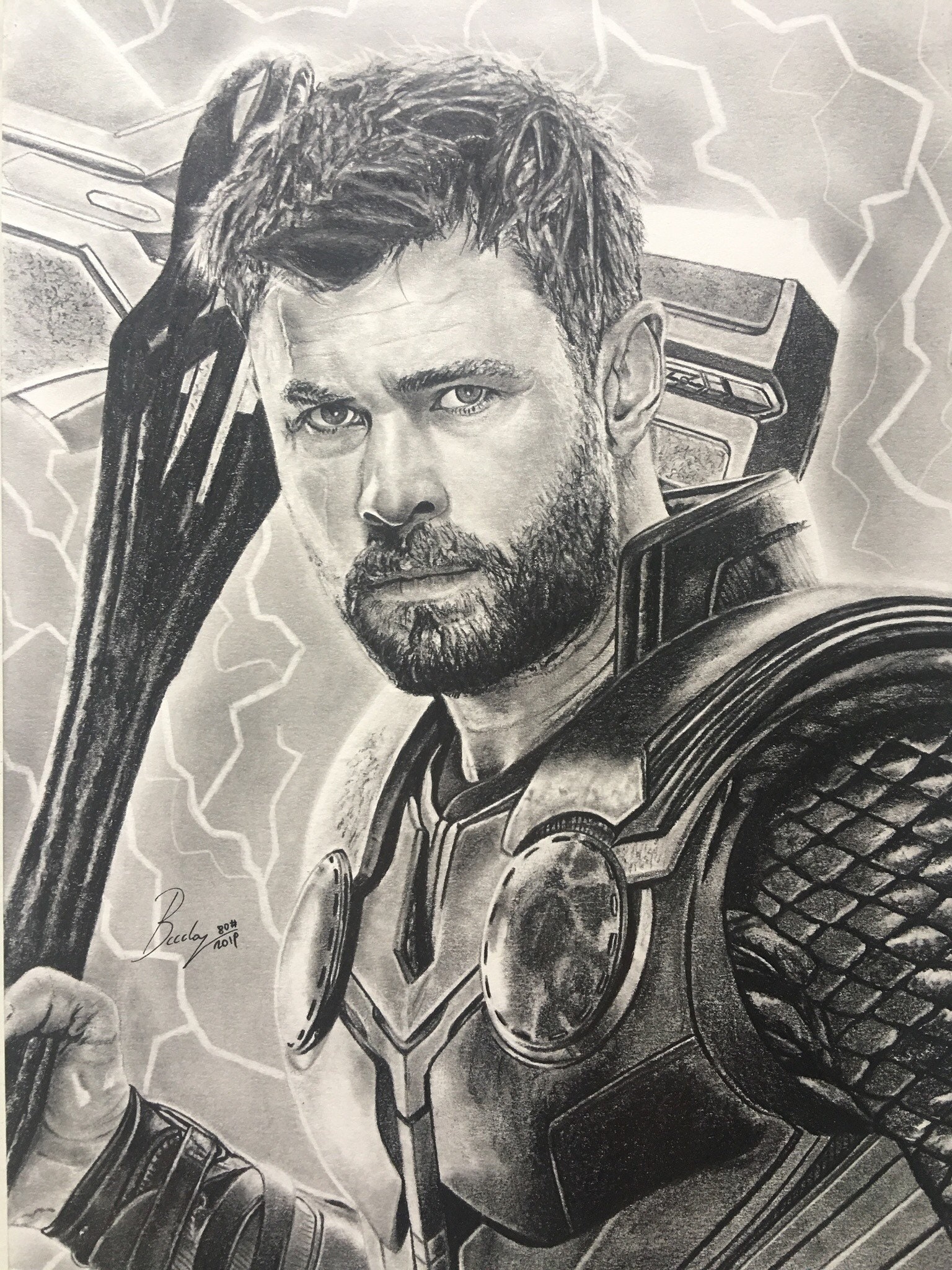 Retrato a lápiz original de Thor tamaño A4 21 x 2970 cm - Etsy España