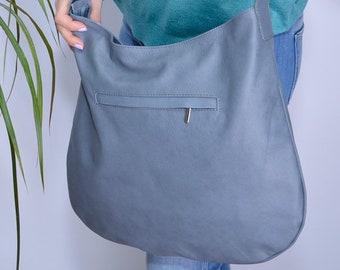Crossbody handbag leather BRESSO blue shoulder bag leather colors handbag for everyday use large capacity outer pocket DESIGNS