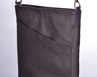 SAVONA Leather Messenger Pocket Gray