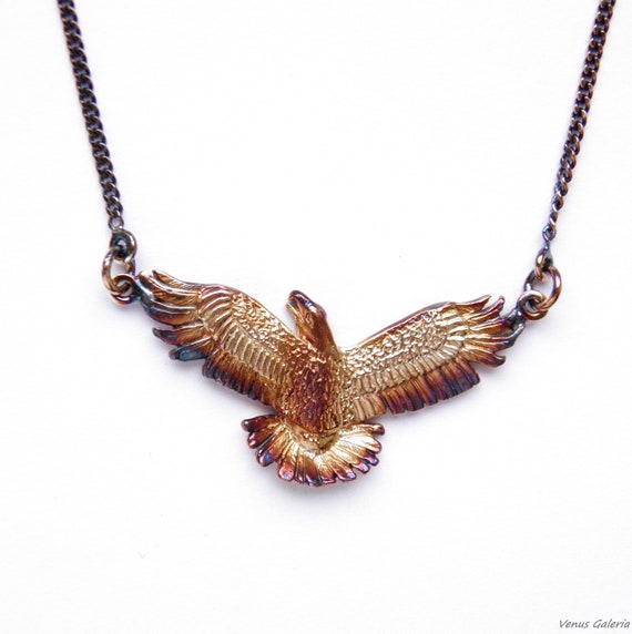 Ancient Bronze Eagle Charm Necklace - Handmade Bird Pendant Jewelry For Men & Women