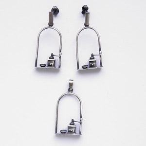 Earrings Coffee grinder gray, original earrings image 3