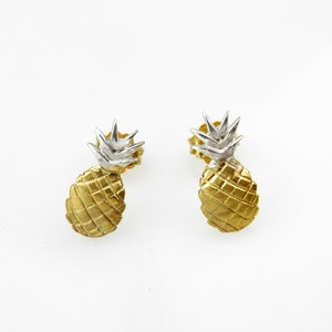 Boucles d&#39;oreilles ananas or-argent