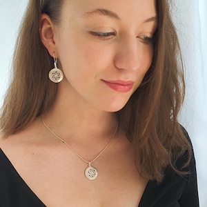 Silver earrings - Openwork white circles