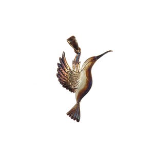 Brown hummingbird - silver pendant