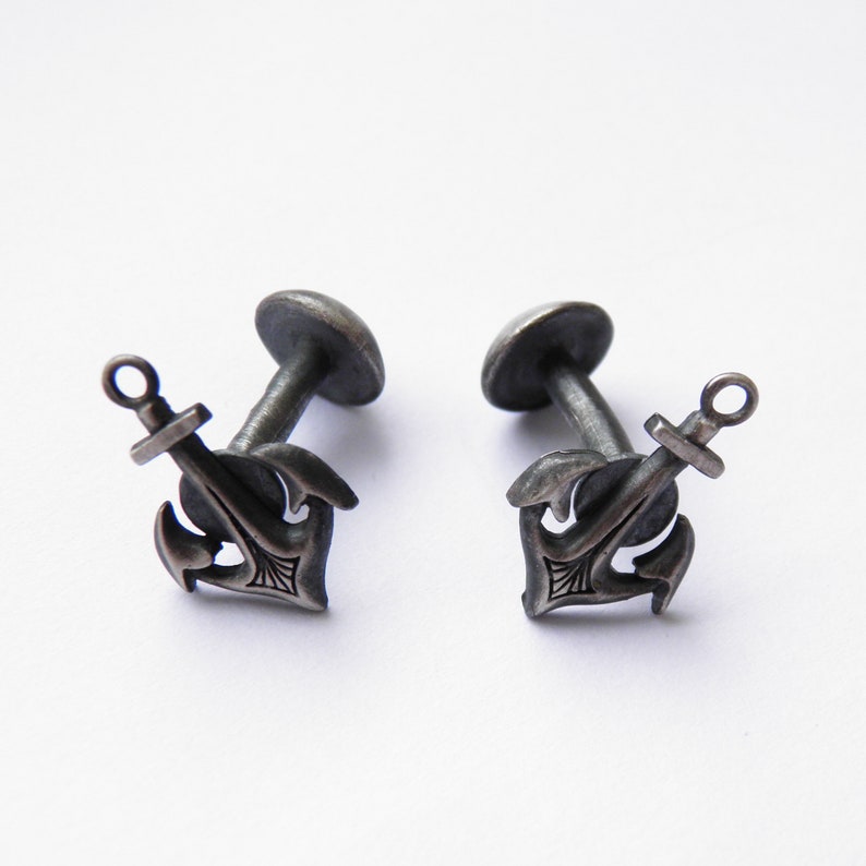 Silver cufflinks # handicraft # Cufflinks-Anchors