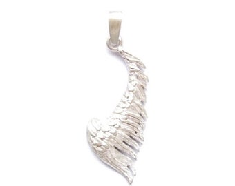 Silver Pendant - White Angel Wing