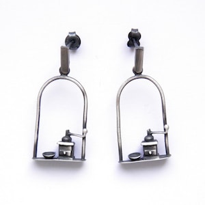 Earrings Coffee grinder gray, original earrings image 1