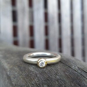 Verlobungsring Silber mit Brillant gefasst in 750 Gelbgold Bild 6