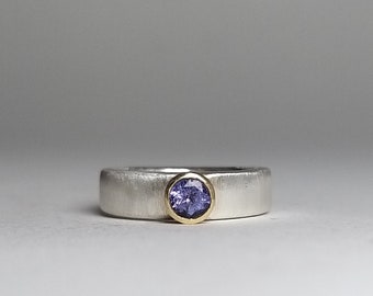 UNIKAT - Tansanit Ring in Silber und Roségold