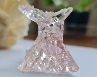 RESERVED Rare 100% natural Morganite crystal, Perfect crystal, Natural hole. Collectors mineral-gemstone. Trigons etchings.