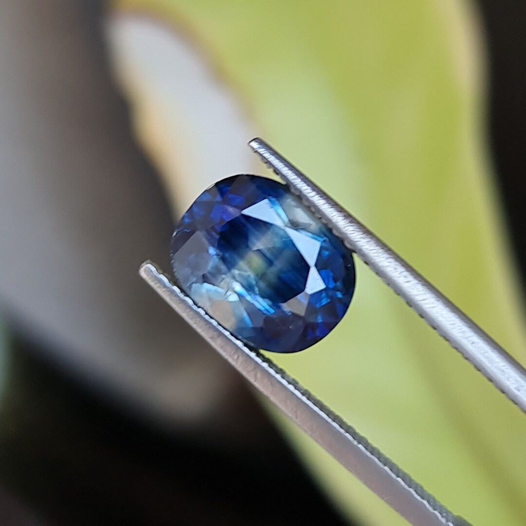 3.36ct Bicolor Kyanite Gemstone: Royal Blue & Colorless