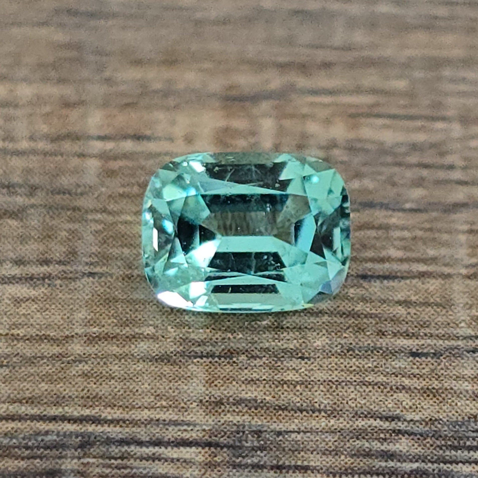 Lagoon BLUE Green Tourmaline, 1.32ct. Bright Gemstone. Cushion Cut