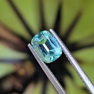 Lagoon Green BLUE Tourmaline, 1.18ct. Bright Gemstone. Cushion Cut, No treatment. CD1522