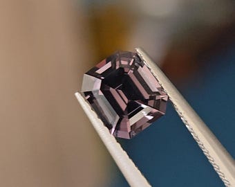 Gray Purple Spinel 1.52ct: Emerald Cut Burma Gemstone