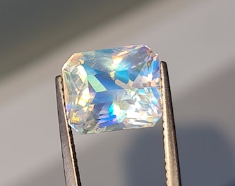 5.70ct Octagon Rainbow Moonstone: Rare Gemstone