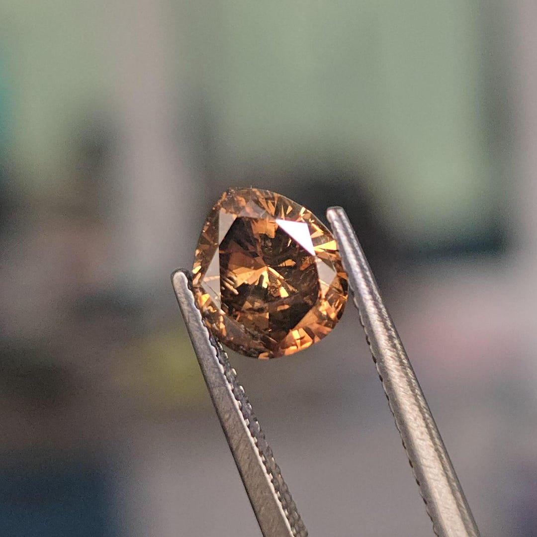 100% Natural Color Diamond, 1.41ct. Light Brownish Yellow, Pear Shapes ...