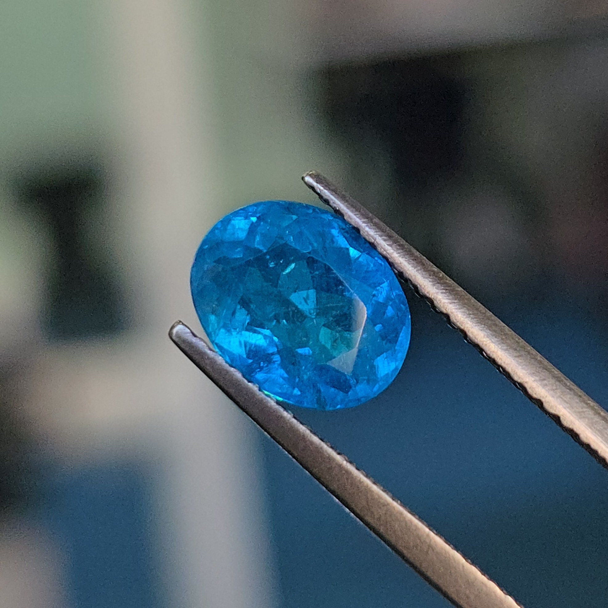 Neon Blue Apatite Gemstone: 2.24ct Oval, Rare Glowing Stone - Etsy