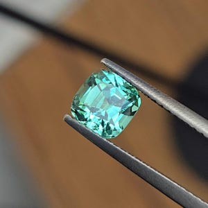 Bluish Green Tourmaline, 1.34ct. Bright Gemstone. Excellent Cushion Cut, No treatment. CD1847