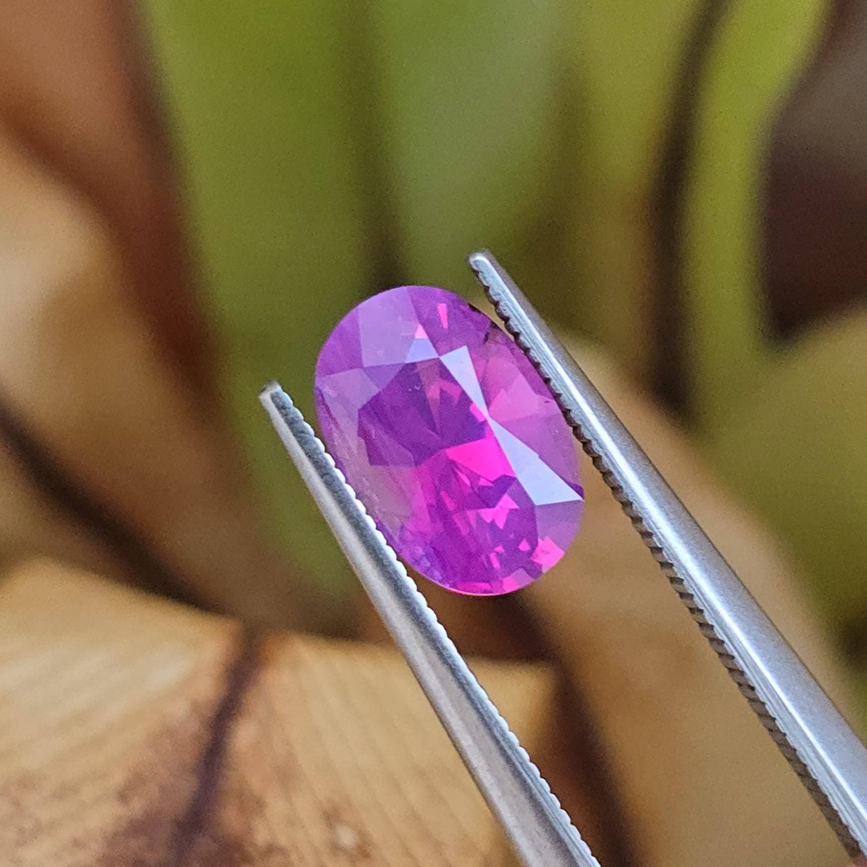 2.14ct Violetish Pink Sapphire Gemstone: Rare Opalescent Oval