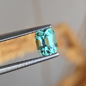Bluish Green Tourmaline, 0.61ct. Bright Gemstone. Excellent Cushion Cut, No treatment. CD1824