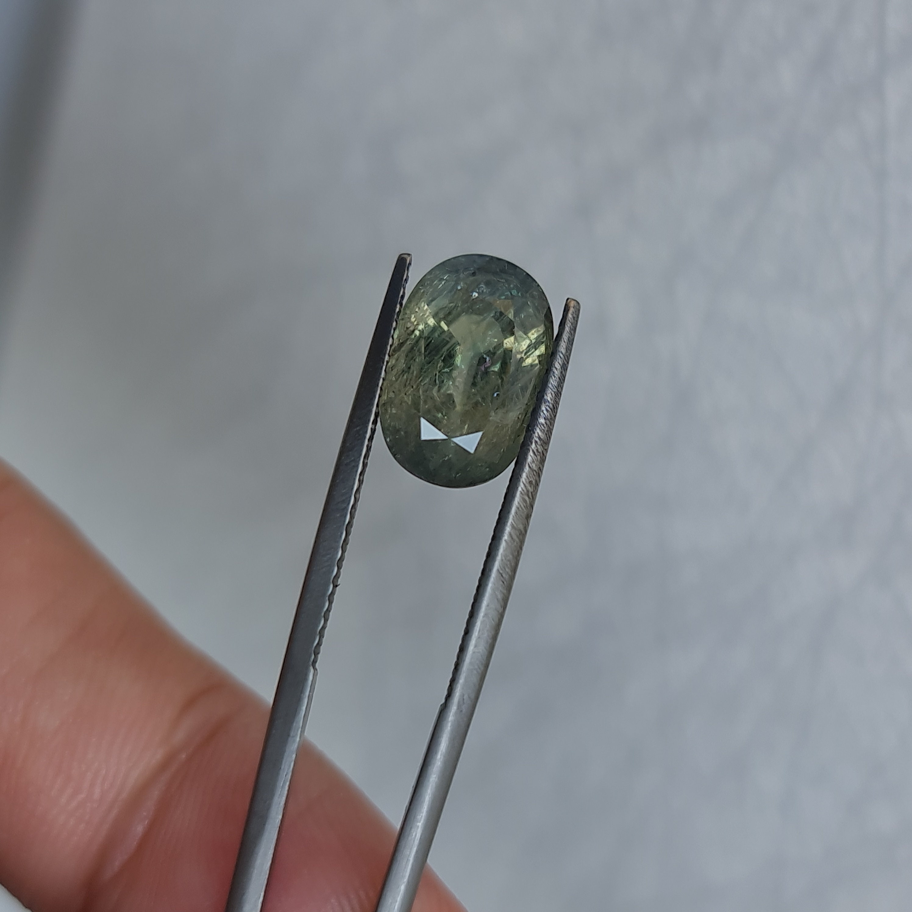 画材 Sapphire Genuine Coarse Natural Sapphire, Greenish Yellow, 4.89ct. No Treatment
