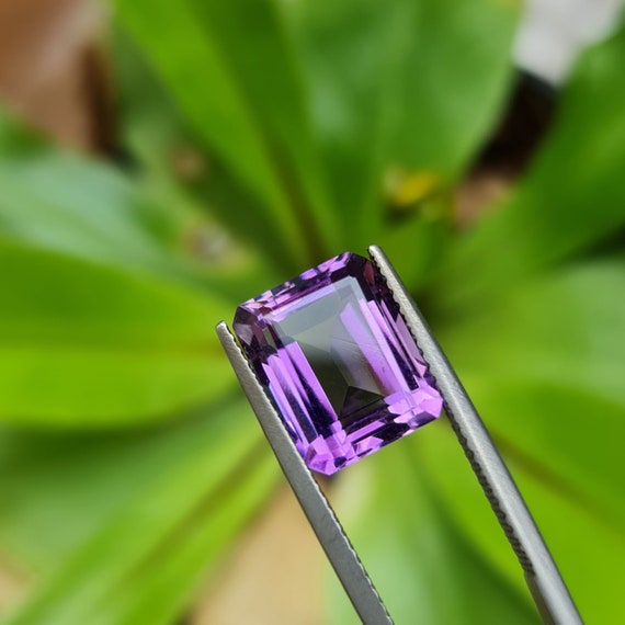 4.61ct Natural Grape Amethyst, Emerald Cut Gemstone
