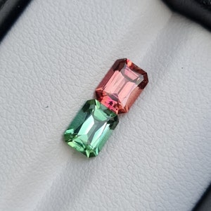 Natural pink Tourmaline and green tourmaline pair, 1.64ct. No treatment. Mismatch tourmaline pair CD706