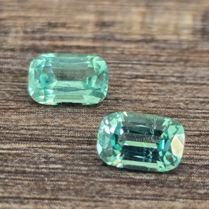 Natural bluish green tourmaline pair, 1.72ct. No treatment. Cushion tourmaline pair CD1519