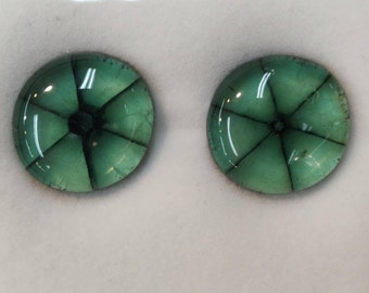 Perfect Natural Trapiche Emerald pair, 33ct. 2 pcs Colombian emerald. Light Green color. Rare collectable.