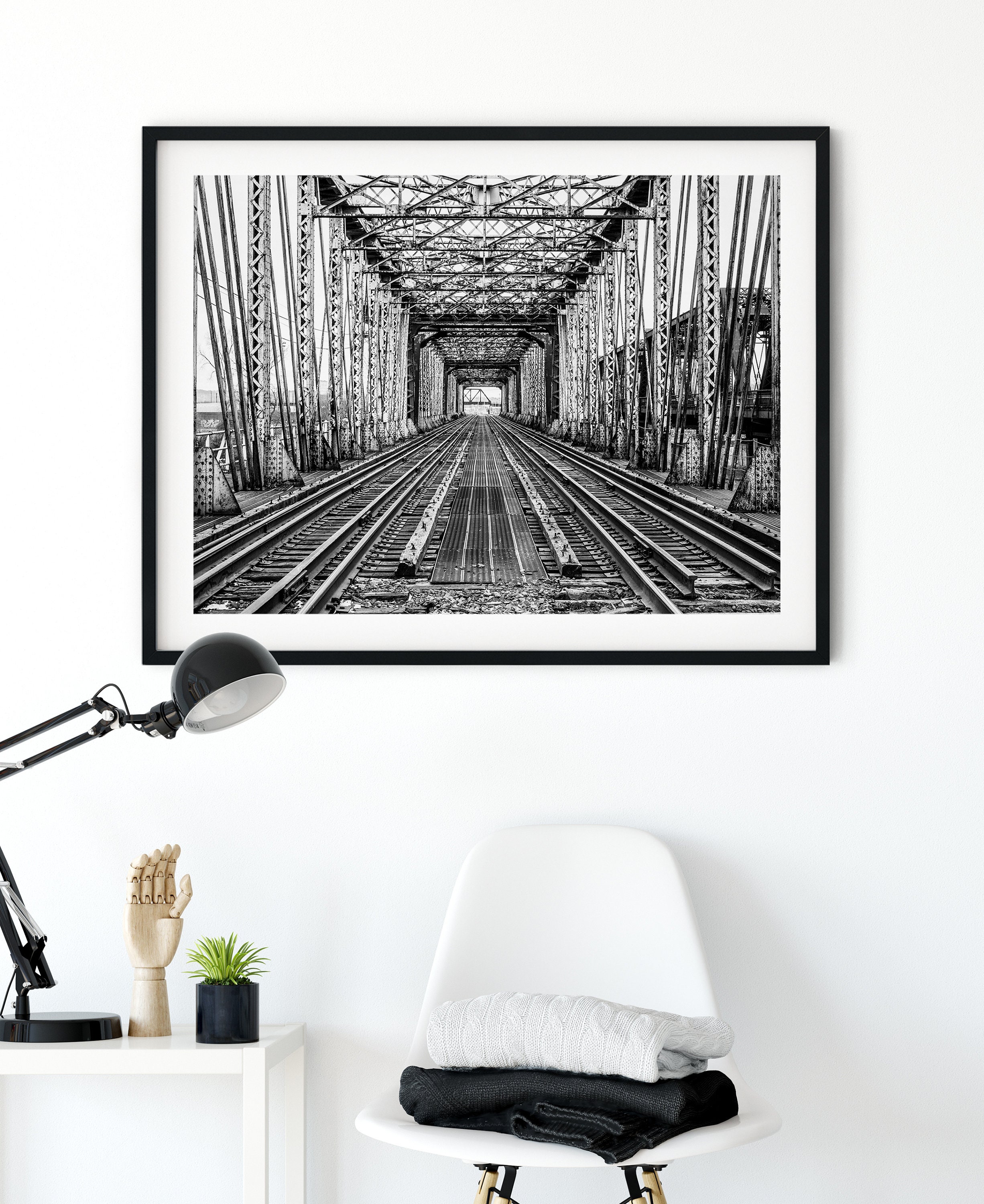 Kansas City Black and White Photo Print Train Tracks Photo | Etsy