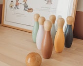 Wooden Skittles Set, Kids Wood Bowling children s wood toy eco friendly gift traditional wood toy handmade Christmas gift