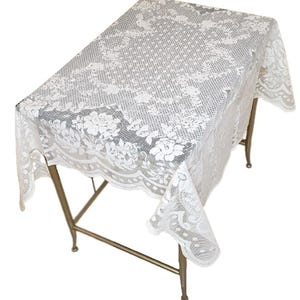 40" Square Lace Table Topper: White or Cream Overlay