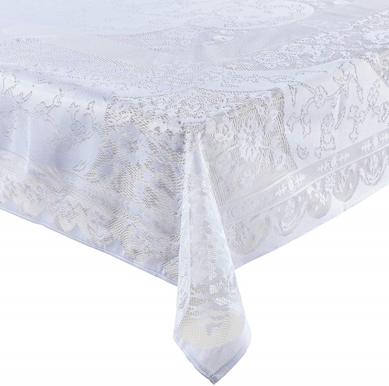 White Lace Tablecloth With Classic Reproduction Lace Pattern Etsy