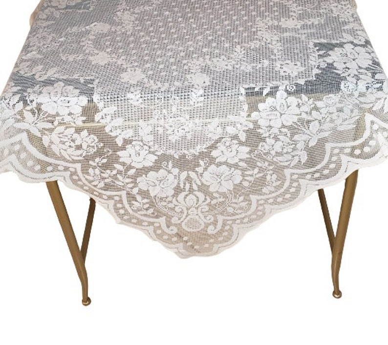 40 Inch Square Lace Small Table topper or table cover for small tables Available in white or cream color classic design image 5