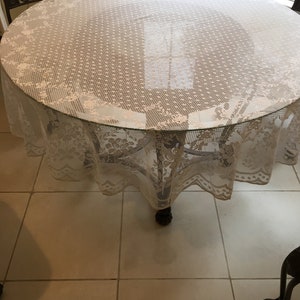70 Inch Round Lace Tablecloth With Classic Reproduction of Victorian ...