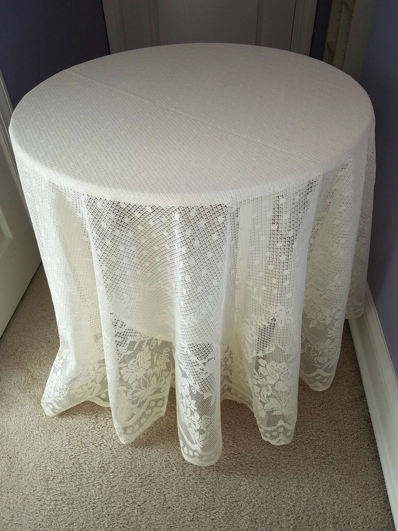 70 Inch Round Lace Tablecloth With Classic Reproduction of Etsy