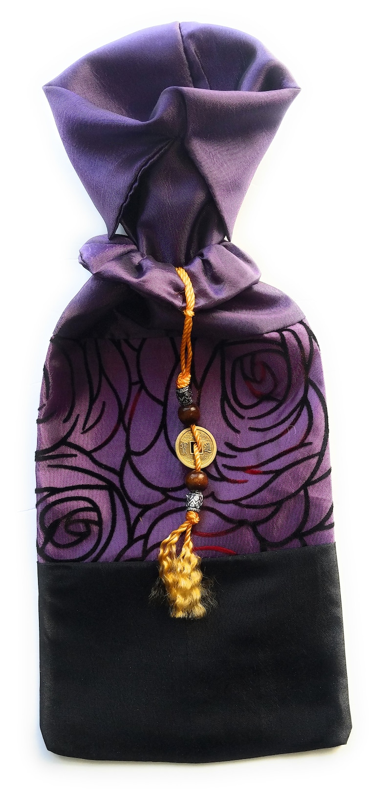 Wine bag Size:15x5 inches fits a regular size wine bottle 2 tone Organza Roses and Thai brocade pattern Satin Wine Bottle Cover bag