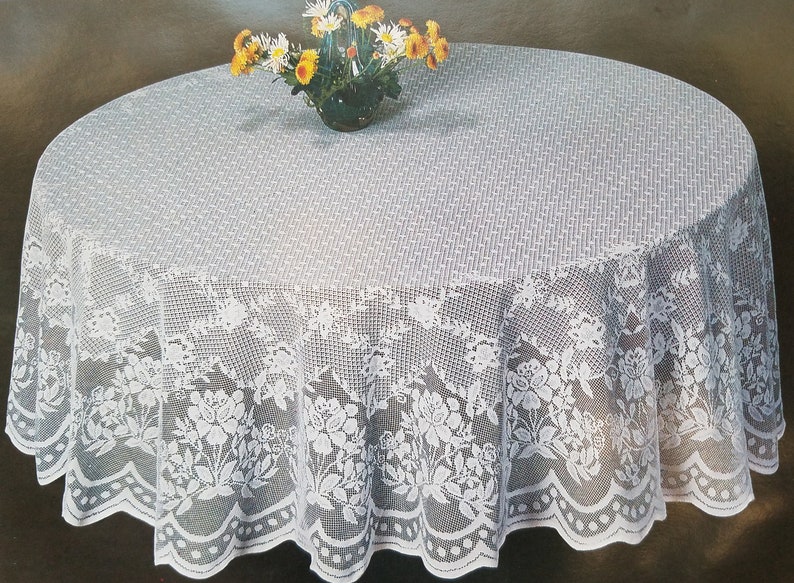 70 Inch Round Lace Tablecloth With Classic Reproduction of Etsy UK