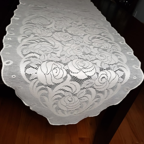 Lace runner, Doily, dresser scarf, wedding table runner, lace overlay, table topper, table top decor, 14"-20" wide,