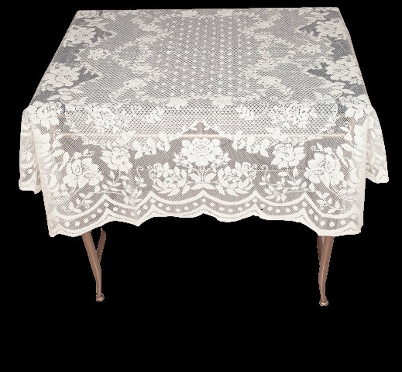 40 Inch Square Lace Small Table topper or table cover for small tables Available in white or cream color classic design image 3