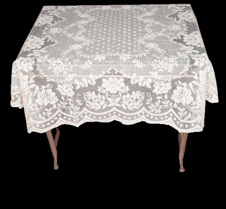 40 Inch Square Lace Small Table topper or table cover for small tables Available in white or cream color classic design image 7