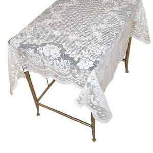 40 Inch Square Lace Small Table topper or table cover for small tables Available in white or cream color classic design image 2