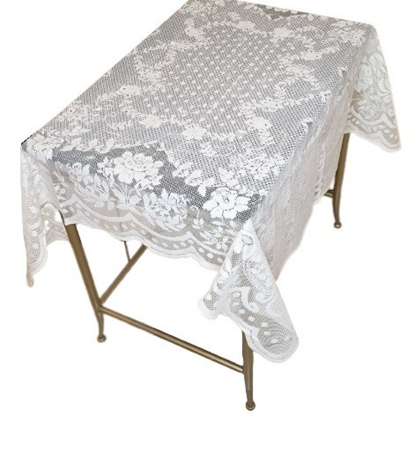 40 Inch Square Lace Small Table topper or table cover for small tables Available in white or cream color classic design image 2