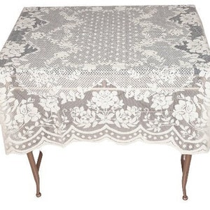 40 Inch Square Lace Small Table topper or table cover for small tables Available in white or cream color classic design image 1