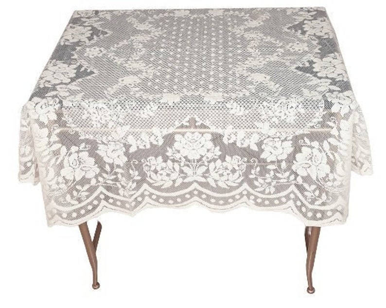 40 Inch Square Lace Small Table topper or table cover for small tables Available in white or cream color classic design image 1