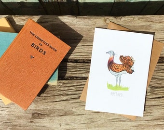 Great Bustard Blank Greetings Card -  Free UK Postage! Nature Entomology Birdwatching Nature Wildlife Insult Word Play Father's Day Dad