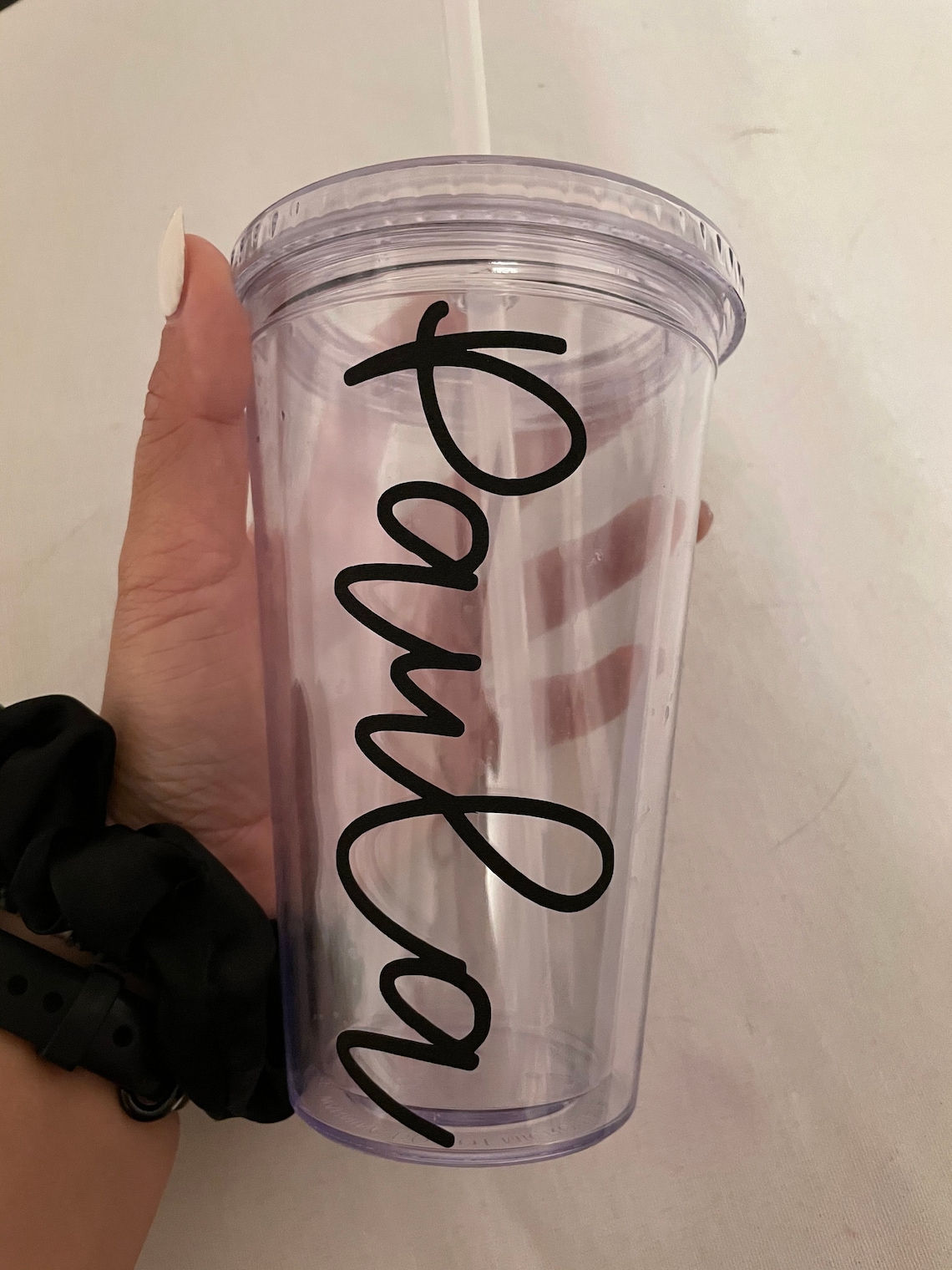 Personalized Clear Tumbler with straw with permanent vinyl Etsy