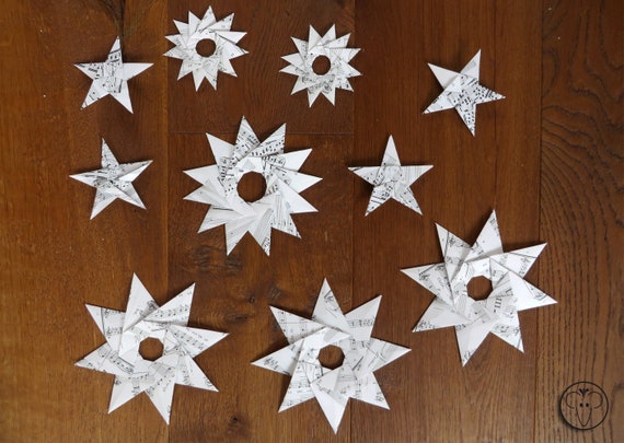 10 Sterne Set Origami Weihnachtsdeko