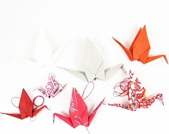 7  Origami-Kraniche als Partydekoration, diverse Farben